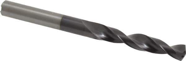 Accupro - 8mm 140° Solid Carbide Jobber Drill - AlTiN Finish, Right Hand Cut, Spiral Flute, Straight Shank, 96mm OAL, Standard Point - Eagle Tool & Supply