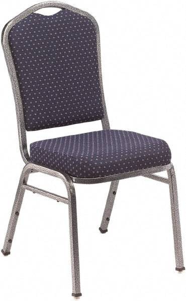 NPS - Fabric Navy Blue Stacking Chair - Silver Frame, 17" Wide x 23" Deep x 36" High - Eagle Tool & Supply