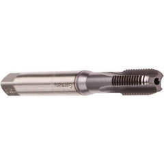Emuge - M8x1.25 Metric Coarse 6HX 3 Flute TiCN Finish Cobalt Straight Flute Machine Tap - Bottoming, Right Hand Thread, 90mm OAL, 20mm Thread Length, Oversize, Through Coolant - Exact Industrial Supply
