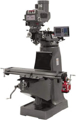 Jet - 10" Table Width x 49" Table Length, Variable Speed Pulley Control, 1 Phase Knee Milling Machine - R8 Spindle Taper - Eagle Tool & Supply