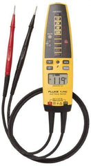 Fluke - 10.2 VAC/VDC to 600 VAC/VDC, Voltage Tester - LCD and LED Display, +/-2% Basic DC Accuracy, AAA Power Supply - Eagle Tool & Supply