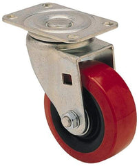 Albion - 3-1/2" Diam x 1-15/16" Wide x 4-3/4" OAH Top Plate Mount Swivel Caster - Hard Rubber, 275 Lb Capacity, Self-Lubricating Bearing, 2-1/2 x 3-5/8" Plate - Eagle Tool & Supply