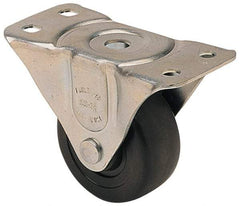 Albion - 3" Diam x 1-1/4" Wide x 3-13/16" OAH Top Plate Mount Rigid Caster - Hard Rubber, 270 Lb Capacity, Self-Lubricating Bearing, 2-1/2 x 4-15/16" Plate - Eagle Tool & Supply
