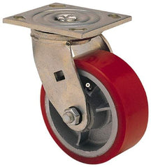 Albion - 6" Diam x 2" Wide x 7-1/4" OAH Top Plate Mount Swivel Caster - Phenolic, 900 Lb Capacity, Roller Bearing, 3-7/8 x 4-1/2" Plate - Eagle Tool & Supply