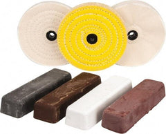 Made in USA - 6" Diam Concentric Sewn, Loose Sewn Buffing Wheel Set - 1/2, 5/8, 3/4 & 1" Arbor Hole - Eagle Tool & Supply