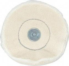 Made in USA - 4" Diam x 1/2" Thick, Loose Sewn Mounted Buffing Wheel - 40 Ply, 1/4" Shank Diam - Eagle Tool & Supply