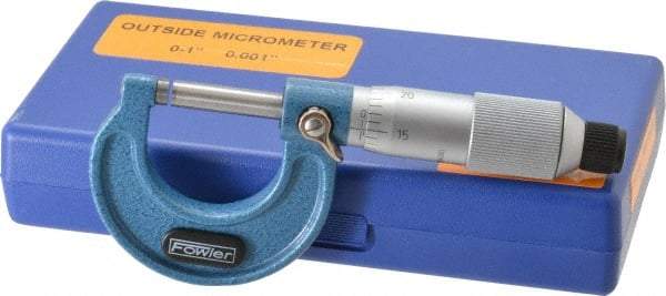 Fowler - 0 to 1" Range, 0.001" Graduation, Mechanical Outside Micrometer - Friction Thimble, Accurate to 0.0001" - Eagle Tool & Supply
