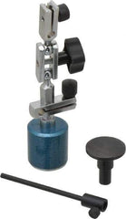 Fowler - 1-1/4" High Magnetic Indicator Base with Holders - 1-1/4" Base Diam, 25 Lb Magnetic Pull, Extension Arm - Eagle Tool & Supply