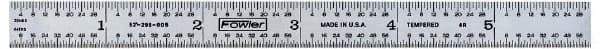 Fowler - 48" Long, 1/64, 1/32, 1/16, 1/8" Graduation, Rigid Steel Rule - 4R Graduation Style, Silver - Eagle Tool & Supply