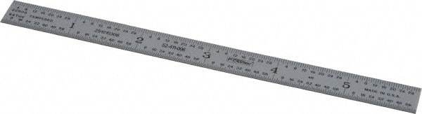 Fowler - 6" Long, 1/64, 1/32, 1/16, 1/8" Graduation, Flexible Steel Rule - 4R Graduation Style, Silver - Eagle Tool & Supply