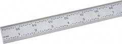 Fowler - 36" Long, 1/64, 1/32, 1/16, 1/8" Graduation, Rigid Steel Rule - 4R Graduation Style, Silver - Eagle Tool & Supply
