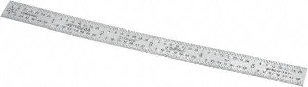 Fowler - 6" Long, 1/100, 1/64, 1/32, 1/10" Graduation, Flexible Steel Rule - 5R Graduation Style, Silver - Eagle Tool & Supply