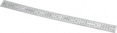 Fowler - 6" Long, 1/100, 1/64, 1/32, 1/10" Graduation, Flexible Steel Rule - 5R Graduation Style, Silver - Eagle Tool & Supply