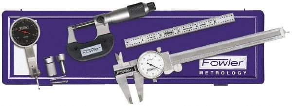 Fowler - 7 Piece, Machinist Caliper and Micrometer Tool Kit - Includes Indicator - Eagle Tool & Supply