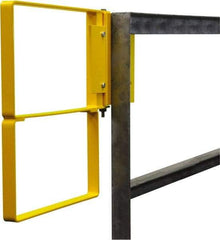 PRO-SAFE - Powder Coated Carbon Steel Self Closing Rail Safety Gate - Fits 22 to 24-1/2" Clear Opening, 1-1/2" Wide x 22" Door Height, Yellow - Eagle Tool & Supply