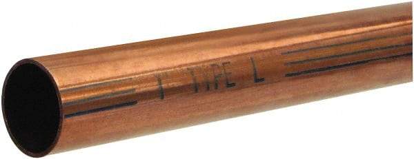 Mueller Industries - 2' Long, 5/8" OD x 1/2" ID, Grade C12200 Copper Water (L) Tube - 0.04" Wall Thickness, 0.285 Ft/Lb - Eagle Tool & Supply