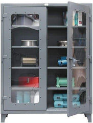Strong Hold - 4 Shelf 6 Bin Visible Storage Cabinet - Steel, 48" Wide x 24" Deep x 72" High, Dark Gray - Eagle Tool & Supply