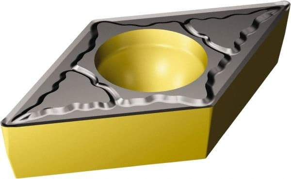 Sandvik Coromant - DCMT32.53 PM Grade 4335 Carbide Turning Insert - TiCN/AI2O3/TiN Finish, 55° Diamond, 3/8" Inscr Circle, 5/32" Thick, 3/64" Corner Radius - Eagle Tool & Supply