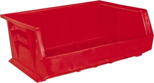Durham - 14-5/8" Deep, Red Plastic Hang and Stack Bins - 7" High x 16-3/4" Wide x 14-5/8" Long - Eagle Tool & Supply