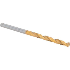 Guhring - 3.1mm 118° High Speed Steel Jobber Drill - TiN Finish, Right Hand Cut, Spiral Flute, Straight Shank, 65mm OAL, Standard Point - Eagle Tool & Supply