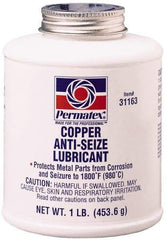 Permatex - 16 oz Bottle High Temperature Anti-Seize Lubricant - Copper, -30 to 1,800°F, Copper Colored, Water Resistant - Eagle Tool & Supply