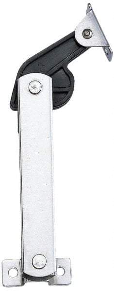 Sugatsune - 136mm OAL x 37mm Wide, 40 Lb Capacity, Spring Loaded Hard Down Lid Stay - Right Side, 4.7mm Mounting Hole Diam, 70° Max Opening, Polished 304 Stainless Steel & Polyacetal - Eagle Tool & Supply