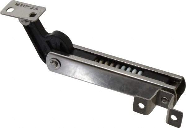 Sugatsune - 136mm OAL x 37mm Wide, 30 Lb Capacity, Spring Loaded Soft Down Lid Stay - Right Side, 4.7mm Mounting Hole Diam, 70° Max Opening, Polished 304 Stainless Steel & Polyacetal - Eagle Tool & Supply
