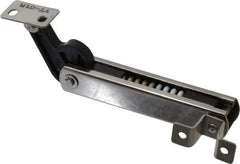 Sugatsune - 136mm OAL x 37mm Wide, 30 Lb Capacity, Spring Loaded Soft Down Lid Stay - Right Side, 4.7mm Mounting Hole Diam, 70° Max Opening, Polished 304 Stainless Steel & Polyacetal - Eagle Tool & Supply