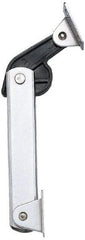 Sugatsune - 136mm OAL x 37mm Wide, 40 Lb Capacity, Spring Loaded Hard Down Lid Stay - Back Panel, 4.7mm Mounting Hole Diam, 70° Max Opening, Polished 304 Stainless Steel & Polyacetal - Eagle Tool & Supply