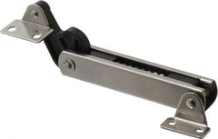 Sugatsune - 136mm OAL x 37mm Wide, 30 Lb Capacity, Spring Loaded Soft Down Lid Stay - Back Panel, 4.7mm Mounting Hole Diam, 70° Max Opening, Polished 304 Stainless Steel & Polyacetal - Eagle Tool & Supply