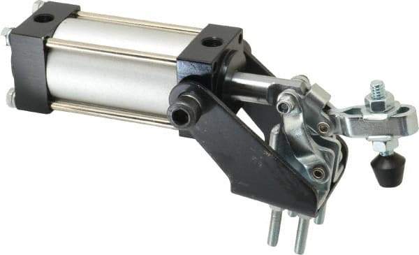 Gibraltar - 200 Lb Inner Hold Capacity, Vert Mount, Air Power Hold-Down Toggle Clamp - 1/8 NPT Port, 95° Bar Opening, 1.06" Height Under Bar - Eagle Tool & Supply