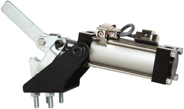 Gibraltar - 500 Lb Inner Hold Capacity, Vert Mount, Air Power Hold-Down Toggle Clamp - 1/8 NPT Port, 92° Bar Opening, 1.38" Height Under Bar - Eagle Tool & Supply