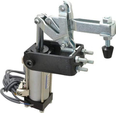 Gibraltar - 375 Lb Inner Hold Capacity, Horiz Mount, Air Power Hold-Down Toggle Clamp - 1/8 NPT Port, 95° Bar Opening, 2.76" Height Under Bar - Eagle Tool & Supply