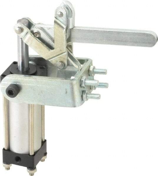 Gibraltar - 450 Lb Inner Hold Capacity, Horiz Mount, Air Power Hold-Down Toggle Clamp - 1/8 NPT Port, 95° Bar Opening, 2.76" Height Under Bar - Eagle Tool & Supply