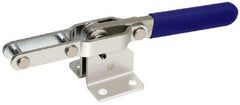 Gibraltar - 1,200 Lb Capacity, Horizontal, U-Bar, Flanged Base, Carbon Steel Pull Action Latch Clamp - 3.38" Drawing Movement, 9.49" OAL, Straight Handle - Eagle Tool & Supply