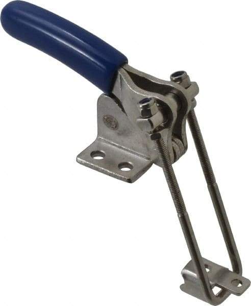 Gibraltar - 500 Lb Capacity, Vertical, U Hook, Flanged Base, Stainless Steel Pull Action Latch Clamp - 1.53" Drawing Movement, 3.35" OAL, Straight Handle - Eagle Tool & Supply