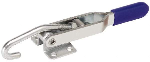 Gibraltar - 200 Lb Capacity, Horizontal, J Hook, Flanged Base, Stainless Steel Pull Action Latch Clamp - 2.35" Drawing Movement, 6.01" OAL, Straight Handle - Eagle Tool & Supply