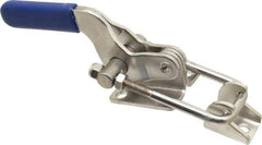 Gibraltar - 2,000 Lb Capacity, Horizontal, U Hook, Flanged Base, Stainless Steel Pull Action Latch Clamp - 2-1/2" Drawing Movement, 7-1/2" OAL, Whale Tail Handle - Eagle Tool & Supply