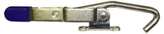 Gibraltar - 375 Lb Capacity, Horizontal, J Hook, Right Flanged Base, Stainless Steel Pull Action Latch Clamp - 4" Drawing Movement, 8.82" OAL, Thumb Handle - Eagle Tool & Supply