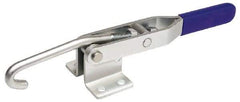 Gibraltar - 375 Lb Capacity, Horizontal, J Hook, Flanged Base, Carbon Steel Pull Action Latch Clamp - 4" Drawing Movement, 8.56" OAL, Straight Handle - Eagle Tool & Supply