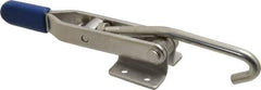Gibraltar - 450 Lb Capacity, Horizontal, J Hook, Flanged Base, Stainless Steel Pull Action Latch Clamp - 4" Drawing Movement, 8.82" OAL, Straight Handle - Eagle Tool & Supply