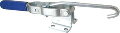 Gibraltar - 750 Lb Capacity, Horizontal, J Hook, Flanged Base, Carbon Steel Pull Action Latch Clamp - 5.38" Drawing Movement, 12" OAL, Straight Handle - Eagle Tool & Supply