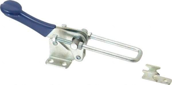 Gibraltar - 1,000 Lb Capacity, Vertical, U Hook, Flanged Base, Carbon Steel Pull Action Latch Clamp - 2" Drawing Movement, 4-1/4" OAL, Straight Handle - Eagle Tool & Supply