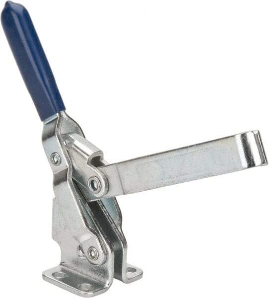 Gibraltar - 350 Lb Holding Capacity, Vertical Handle, Manual Hold Down Toggle Clamp - 62° Handle Movement, 115° Bar Opening, U-Bar, Flanged Base, Carbon Steel - Eagle Tool & Supply