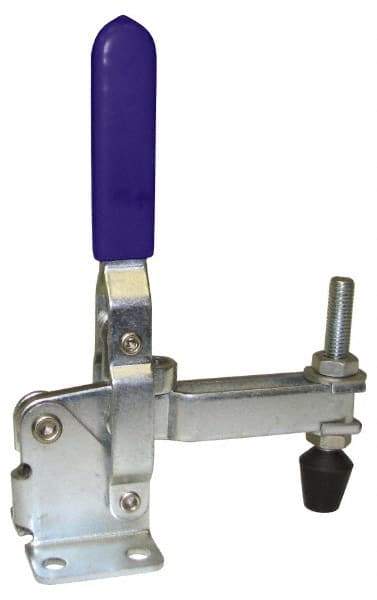 Gibraltar - 600 Lb Holding Capacity, Vertical Handle, Manual Hold Down Toggle Clamp - 58° Handle Movement, 106° Bar Opening, U-Bar, Flanged Base, Carbon Steel - Eagle Tool & Supply