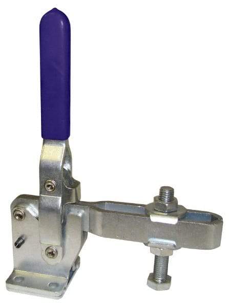 Gibraltar - 1,200 Lb Holding Capacity, Vertical Handle, Manual Hold Down Toggle Clamp - 70° Handle Movement, 140° Bar Opening, U-Bar, Flanged Base, Carbon Steel - Eagle Tool & Supply