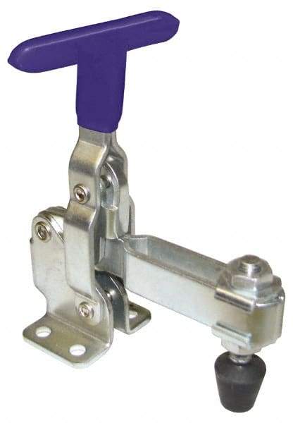 Gibraltar - 200 Lb Holding Capacity, Vertical Handle, Manual Hold Down Toggle Clamp - 64° Handle Movement, 104° Bar Opening, U-Bar, Flanged Base, Carbon Steel - Eagle Tool & Supply