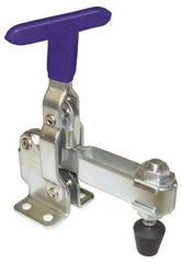 Gibraltar - 200 Lb Holding Capacity, Vertical Handle, Manual Hold Down Toggle Clamp - 64° Handle Movement, 104° Bar Opening, U-Bar, Flanged Base, Carbon Steel - Eagle Tool & Supply