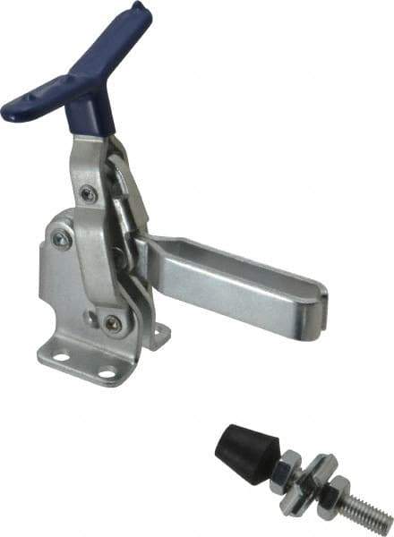 Gibraltar - 375 Lb Holding Capacity, Vertical Handle, Manual Hold Down Toggle Clamp - 62° Handle Movement, 115° Bar Opening, U-Bar, Flanged Base, Carbon Steel - Eagle Tool & Supply