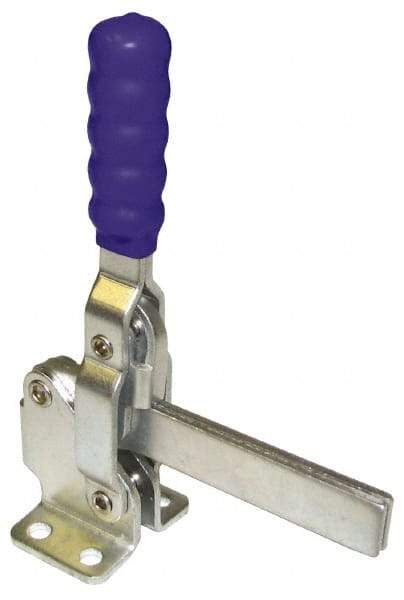 Gibraltar - 750 Lb Holding Capacity, Vertical Handle, Manual Hold Down Toggle Clamp - 58° Handle Movement, 106° Bar Opening, Solid Bar, Flanged Base, Carbon Steel - Eagle Tool & Supply